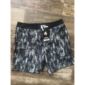 $79 NWT Fourlaps‎ Black Board Swim Shorts Men's Size 33 Board Trunks 8" Inseam